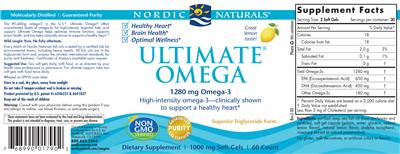 Ultimate Omega 1280 mg Lemon label
