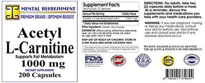Acetyl L-Carnitine 1000 mg label