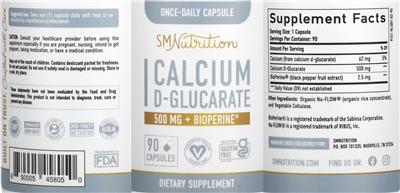 Calcium D-Glucarate 500 mg label