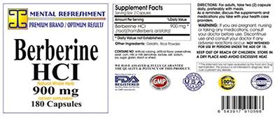 Berberine HCl 900 mg label