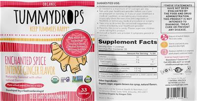 Tummydrops Enchanted Spice Intense Ginger Flavor label