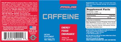 Caffeine 200 mg label