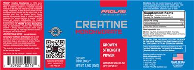 Creatine Monohydrate label