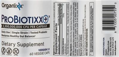 ProBiotixx+ label