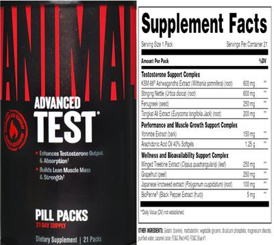Animal Advanced Test label