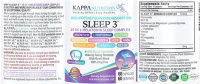 Sleep 3 10 in 1 Melatonin Sleep Complex label
