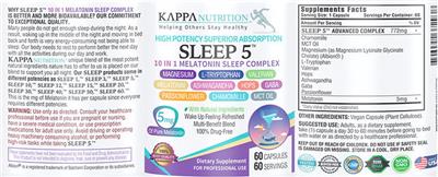 Sleep 5 10 in 1 Melatonin Sleep Complex label