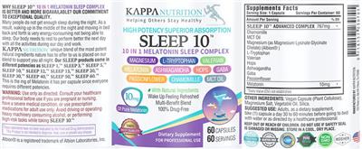 Sleep 10 10 in 1 Melatonin Sleep Complex label