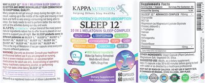 Sleep 12 10 in 1 Melatonin Sleep Complex label