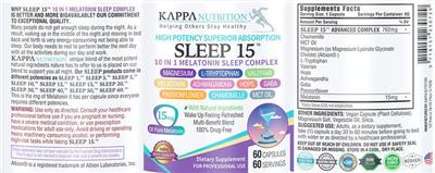 Sleep 15 10 in 1 Melatonin Sleep Complex label