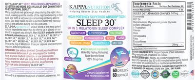 Sleep 30 10 in 1 Melatonin Sleep Complex label