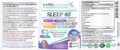 Sleep 40 10 in 1 Melatonin Sleep Complex label