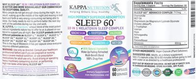 Sleep 60 10 in 1 Melatonin Sleep Complex label