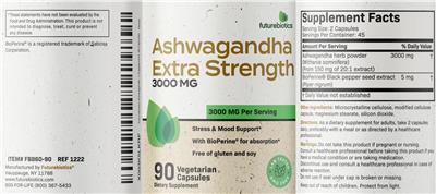 Ashwagandha Extra Strength 3000 mg label