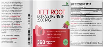 Beet Root Extra Strength 2000 mg label