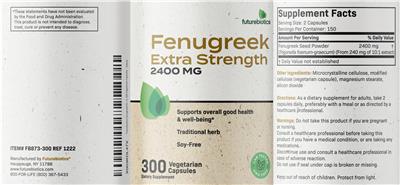 Fenugreek Extra Strength 2400 mg label