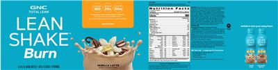 Lean Shake Burn Vanilla Latte label