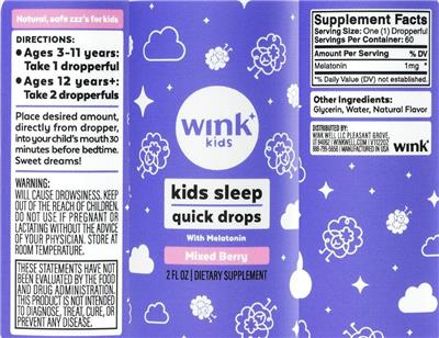 Kids Sleep Quick Drops Mixed Berry label