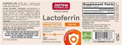 Lactoferrin 250 mg label