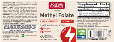 Methyl Folate 400 mcg label