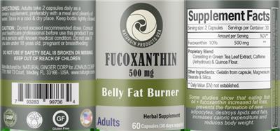 Fucoxanthin 500mg label