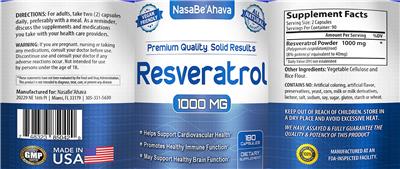 Resveratrol 1000 mg label