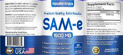 SAM-e 1500 mg label