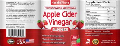 Apple Cider Vinegar Gummies 500 mg label