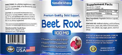 Beet Root 1100 mg label
