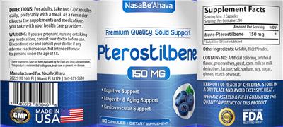 Pterostilbene 150 mg label