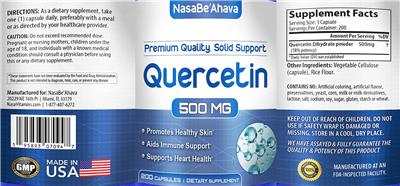 Quercetin 500 mg label