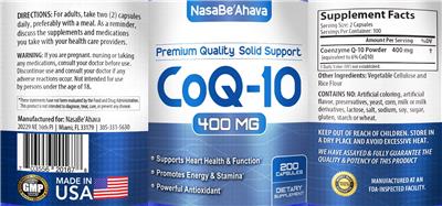 CoQ-10 400 mg label