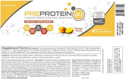 PreProtein Mango Flavor label