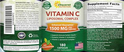 Vitamin C Liposomal Complex 1500 mg label
