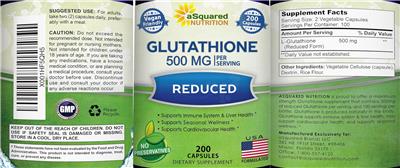 Glutathione Reduced 500 mg label