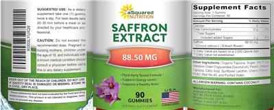 Saffron Extract 88.5 mg label