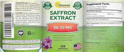Saffron Extract 88.5 mg label