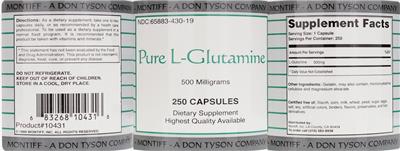 Pure L-Glutamine 500 mg label