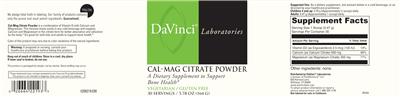 Cal-Mag Citrate Powder label
