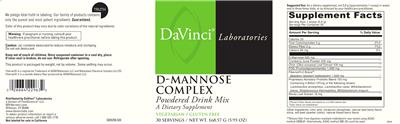 D-Mannose Complex Powdered Drink Mix label