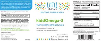 KiddOmega-3 Tasty Cherry Orange Flavor label