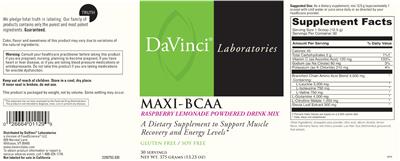 Maxi-BCAA Powdered Drink Mix Raspberry Lemonade label