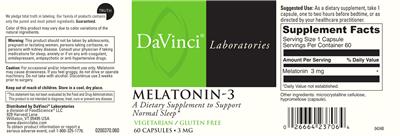Melatonin-3 3 mg label