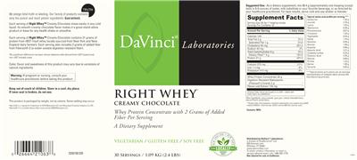 Right Whey Creamy Chocolate label