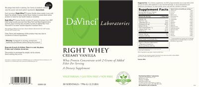 Right Whey Creamy Vanilla label