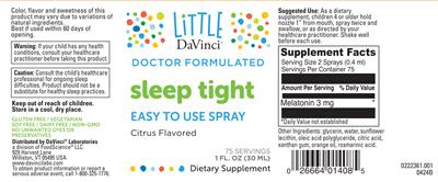 Sleep Tight Spray Citrus Flavored label