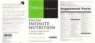 Spectra Infinite Nutrition label