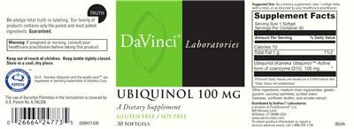 Ubiquinol 100 mg label