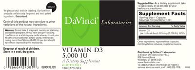 Vitamin D3 5,000 IU label