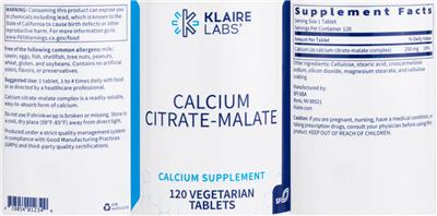 Calcium Citrate-Malate label